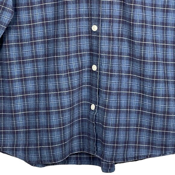 Panhandle Slim Shirt‎ Top Women Size L Blue Plaid Button Up Collared 100% Cotton - Picture 2 of 12